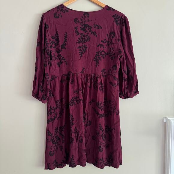 ba&sh Suzy Burgundy V Neck Mini Dress Size 3 Large - Picture 4 of 6